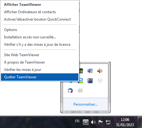 Illustration Fermer Teamviewer