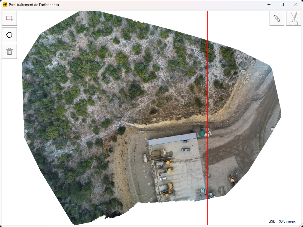 Fenêtre de post-traitement d'orthophoto
