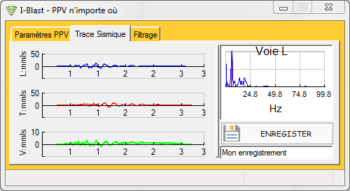 Fenêtre Vibrations TS - Trace sismique